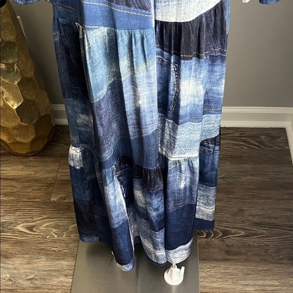 Good Time USA  Blue Plaid Long Sleeve Maxi Dress Size M - Picture 14 of 15